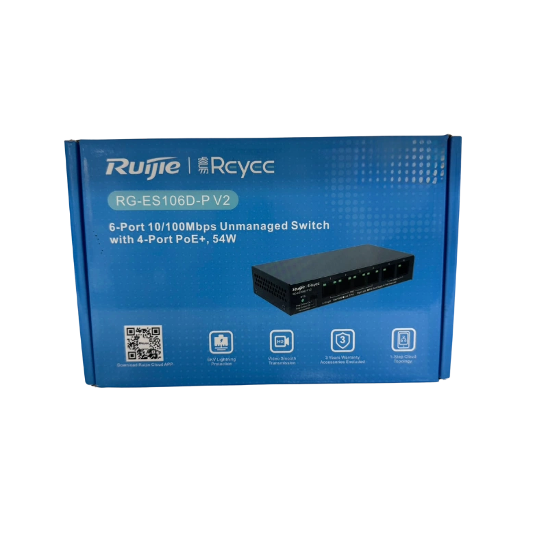 Ruijie RG-ES106D-P V2 Switch PoE Non-Administrable 6 Ports 10/100 Mbps – Compact, Fiable et Compatible Ruijie Cloud – Image 4