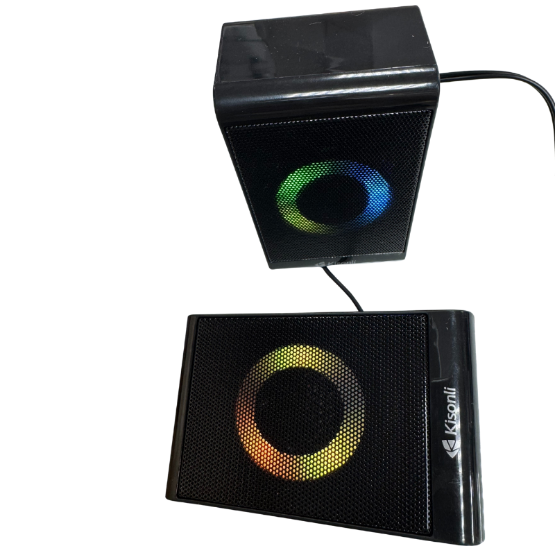 Kisonli X12 RGB – Enceinte PC USB/AUX avec Éclairage LED Multicolore – Son Clair et Design Compact – Image 6