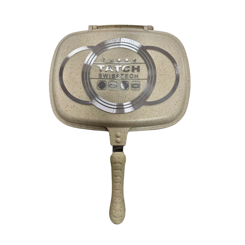 TATCH DF3275B – Poêle Double Face 36 cm Granit Beige Antiadhésive avec Joint Hermétique – Image 2