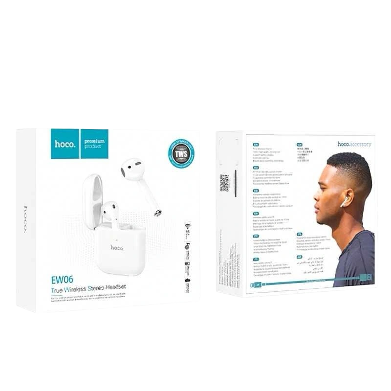 HOCO EW06 Écouteurs Bluetooth 5.1 – Vrai Stéréo Sans Fil, Autonomie 4h, Blanc – Image 2