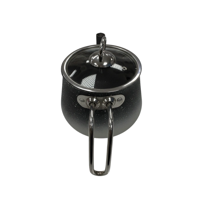 TATCH TEA_POT_1LG – Théière Granit 1L Noir et Argent avec Couvercle en Verre Trempé – Image 3