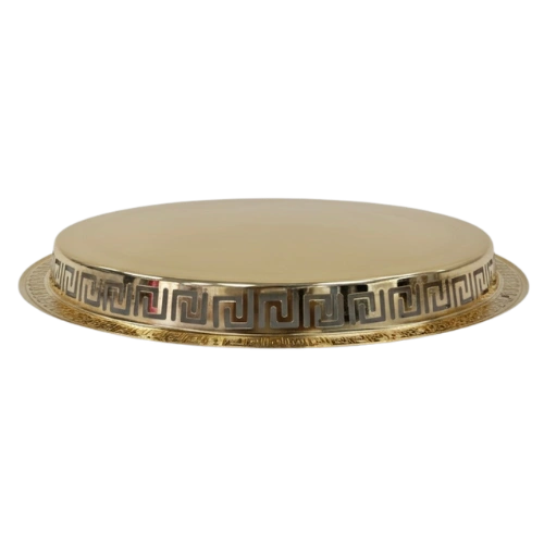 SAHARA 6604-AXL/3FG/MH-97/B – Ensemble de 3 Plateaux Dorés Gravés avec Poignées Sculptées, Élégants et Robustes – Image 3