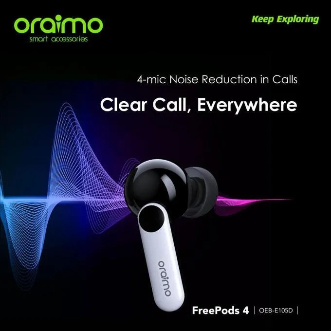 oraimo FreePods 4 OEB-E105D – Écouteurs True Wireless ANC, Autonomie jusqu’à 35 h, Bluetooth 5.2 – Image 3