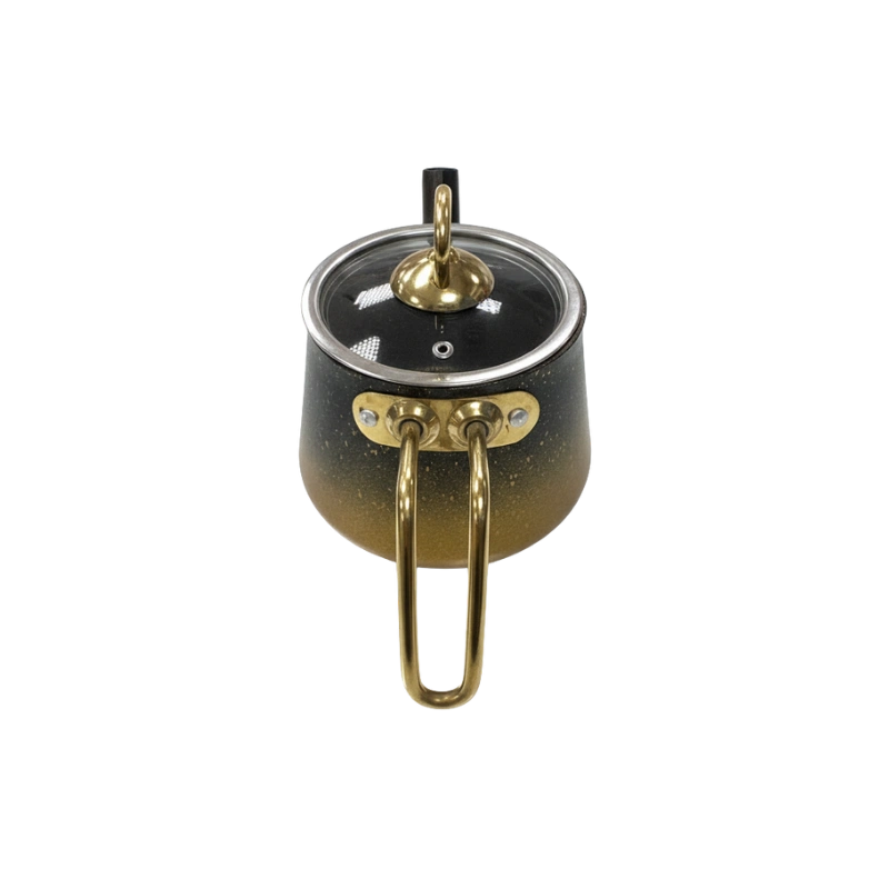 TATCH TEA_POT_0.75G – Théière Granit 0,75 L Noir et Or avec Couvercle en Verre – Image 3