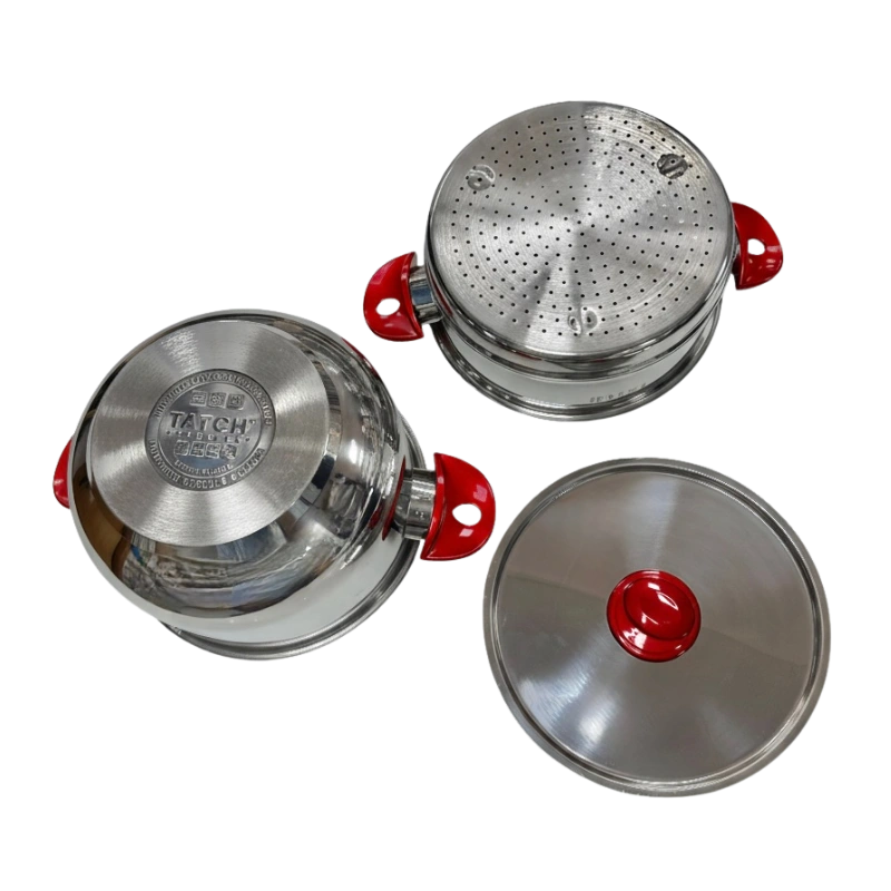 TATCH Couscoussier Inox 22 cm – Cuiseur Vapeur Multifonction avec Couvercle en Verre Trempé – Image 2