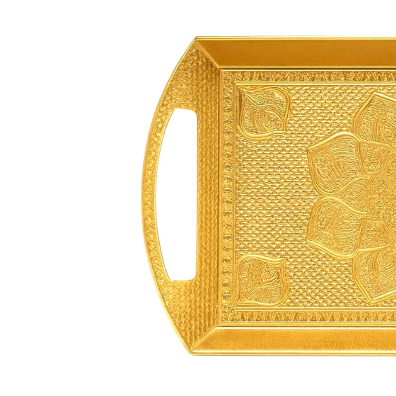 FVR-003-11 Plateau en Plastique Doré – Plateau Rectangulaire Élégant avec Poignées pour Service et Décoration – Image 3