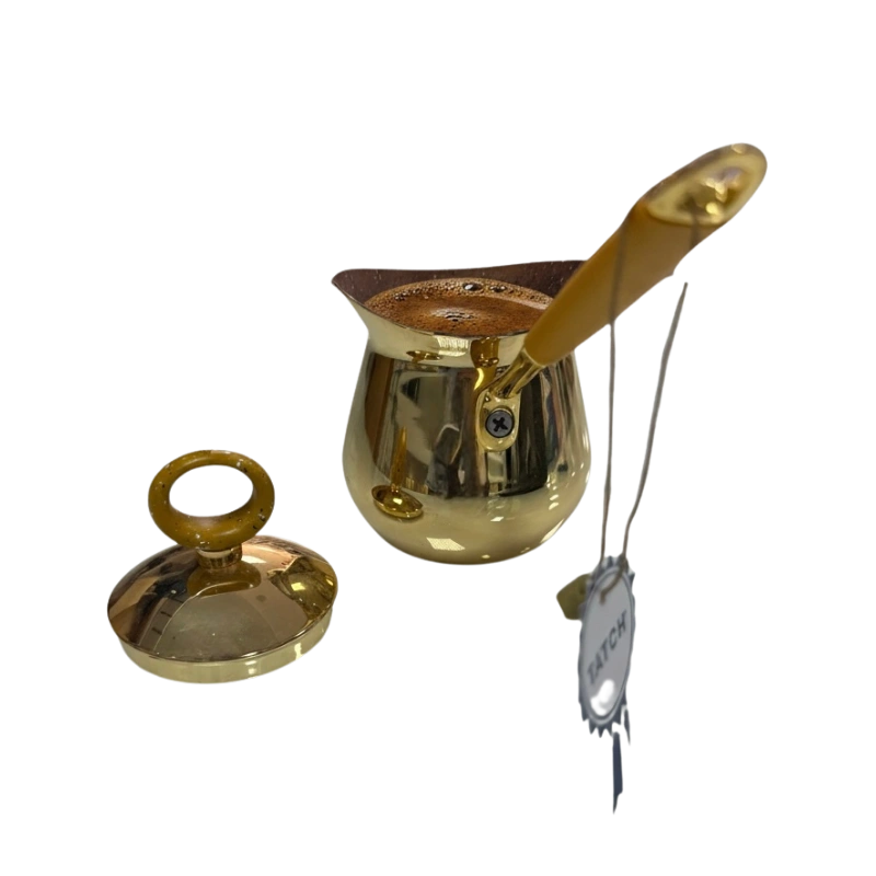 TATCH 60OZ_COFFEE Zizoua Gold avec Couvercle 240 ml – Cafetière Turque en Aluminium Doré, – Image 4