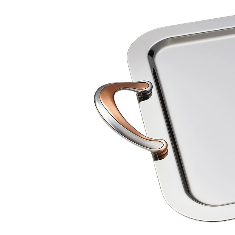 Bonomi Seden T-1 Plateau en Inox avec Anses Dorées – Élégant, Solide et Raffiné – Image 3