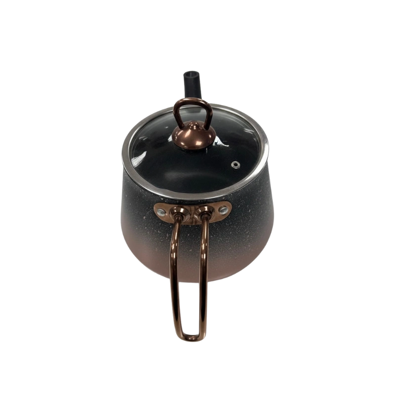 TATCH TEA_POT_1.75 – Théière Granit 1,75 L Noir et Cuivre avec Couvercle en Verre Trempé – Image 2