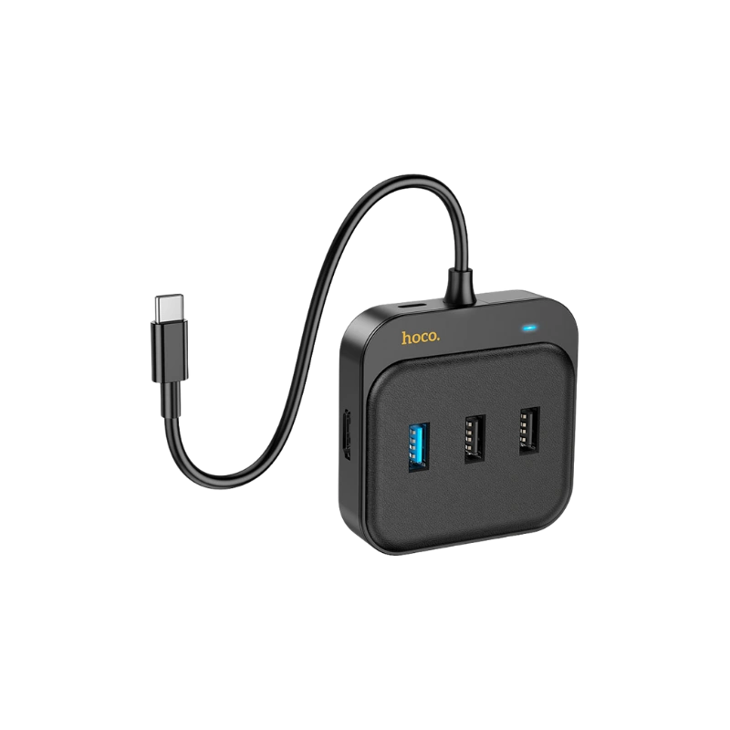 Hoco HB37TC Adaptateur HDMI HDTV + RJ45 + USB + PD 100W – Hub Multifonction Type-C Haute Vitesse pour Ordinateurs et Smartphones – Image 3