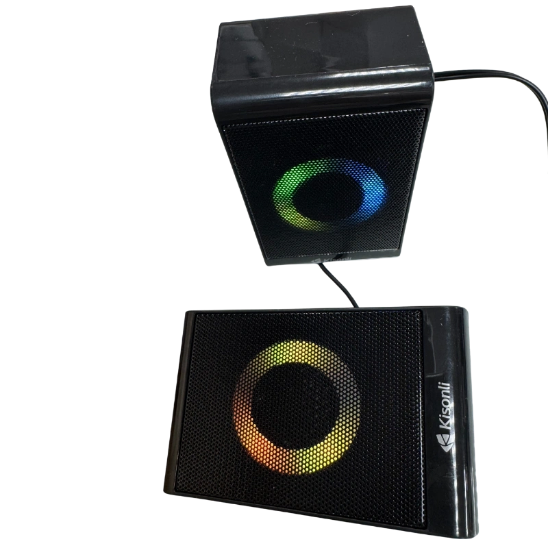 Kisonli X12 RGB – Enceinte PC USB/AUX avec Éclairage LED Multicolore – Son Clair et Design Compact – Image 2