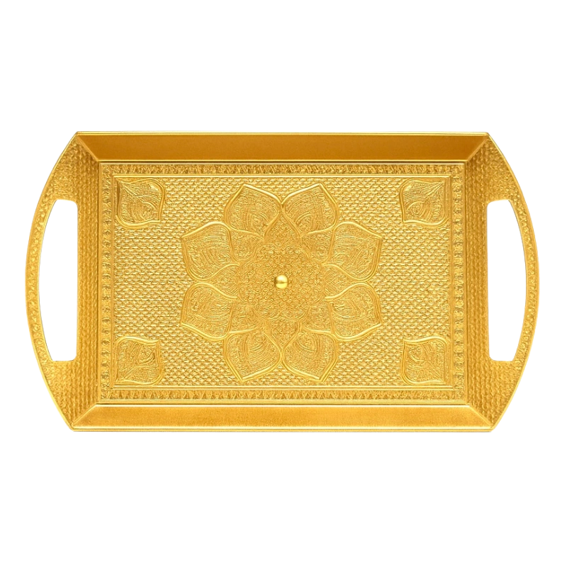 FVR-003-11 Plateau en Plastique Doré – Plateau Rectangulaire Élégant avec Poignées pour Service et Décoration – Image 4