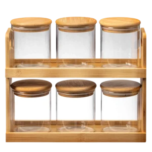 Elite MH-H3385 Set épices bambou 6 pots - Produit Electromax Maroc