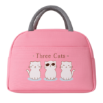 Sac à Goûter Isotherme – Modèle Rose “Three Cats”
