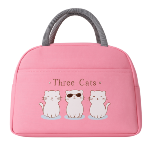 Sac à Goûter Isotherme – Modèle Rose “Three Cats”