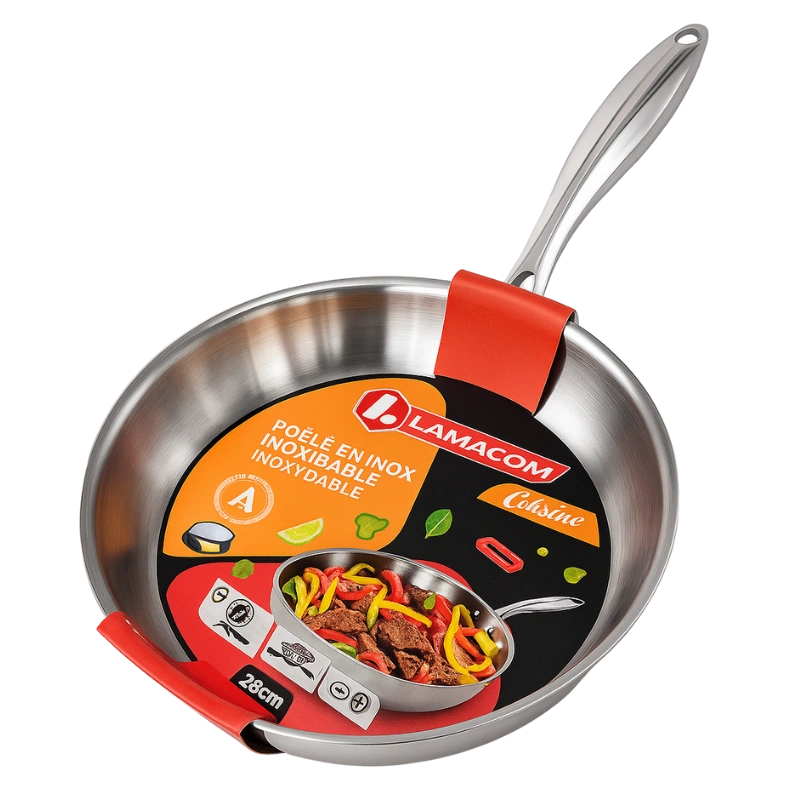 Lamacom P30TL-23 – Poêle TRI-PLY Inox 30 cm Electromax Maroc Lamacom P30TL-23 – Poêle TRI-PLY Inox 30 cm - Produit Electromax Maroc