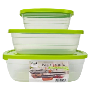 IN-488 – Pack de 3 Boîtes de Conservation Rectangulaires - Produit Electromax Maroc