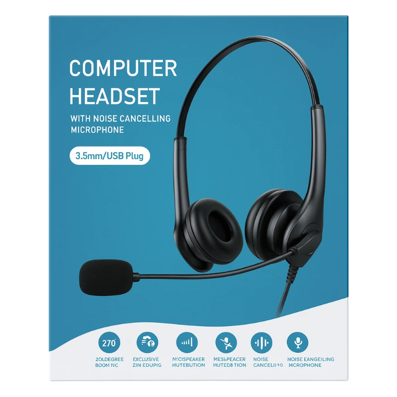Casque Bluetooth Computer – Connexion 3.5mm & USB Electromax Maroc Caractéristiques Casque Bluetooth Computer – Connexion 3.5mm & USB - Photo produit