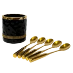 CLR070-24 – Set de 7 Cuillères Dorées avec Pot Noir - Produit Electromax Maroc