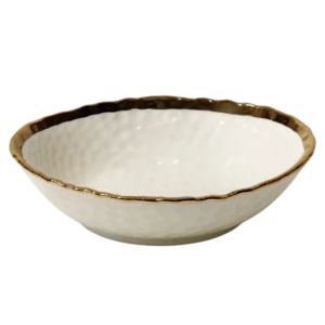 SLR020-24 – Saladier en Verre Blanc Bord Doré - Produit Electromax Maroc