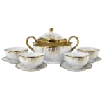 Elite MH-EG023 Service à Soupe 15 Pièces en Porcelaine Dorée