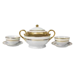 Elite MH-EG030 Service à Soupe 15 Pièces en Porcelaine Dorée