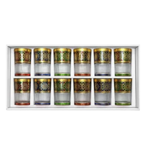 BB-6112-12FG 12 Verres à Thé Décor Oriental Doré – Coffret - Produit Electromax Maroc