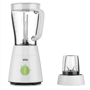 Braun B-JB0115WH Mixeur 500 W 2 Vitesses + Pulse – Bol 1,75 L (Blanc/Vert)