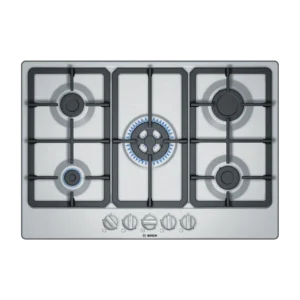 Bosch PGQ7B5B90 Table de cuisson Gaz 75 cm – 5 Brûleurs – Inox