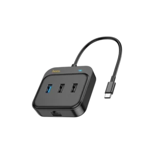 Hoco HB37TC Adaptateur HDMI HDTV + RJ45 + USB + PD 100W - Produit Electromax Maroc