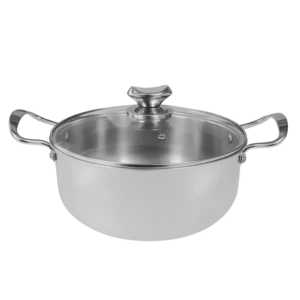 Lamacom F22TL-14 Triply – Faitout Inox 22 cm avec Couvercle en Verre (3,2 L)