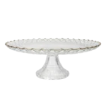 DR-PAT-PARIS-27 – Plat à Tarte sur Pied 27 cm en Verre Bord Doré