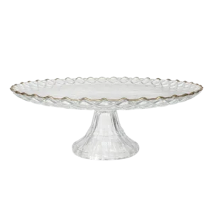 DR-PAT-PARIS-27 – Plat à Tarte sur Pied 27 cm en Verre Bord Doré