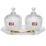 Delisoga TG1060-L3 – Set 5 Pièces Bonbonnières en Verre avec Plateau & Cuillères
