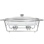 SPR275-23 Soupière en Verre avec Support Métallique et Couvercle