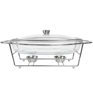 SPR275-23 Soupière en Verre avec Support Métallique et Couvercle
