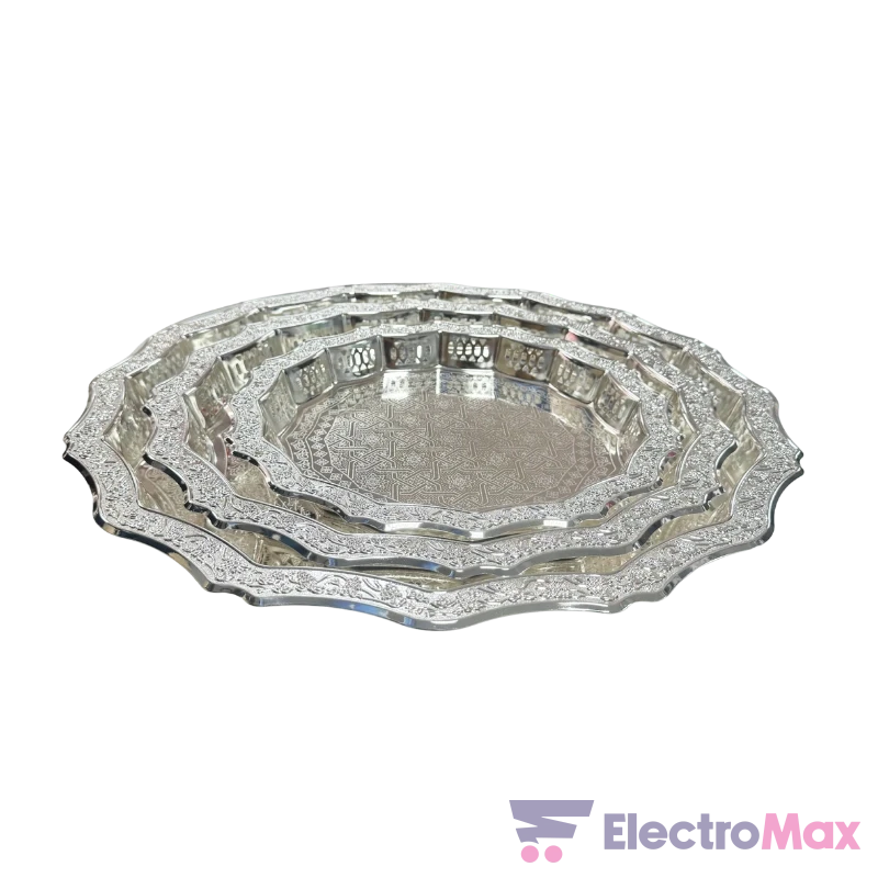 Plateaux 6601B argentés 3 pièces Electromax Maroc Plateaux 6601B argentés 3 pièces