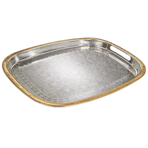 AT-1106L-1-MH81-GA Plateau Rectangulaire Argenté Motif Ma... - Produit Electromax Maroc