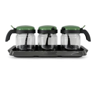 PECHE-VERT 132041-010 ENSEMBLE DE 3 POTS À ÉPICES 425ML AVEC CUILLÈRE