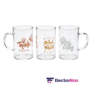 HEVERIN – 180000-000 – Ensemble de Tasses en Verre Borosilicate 200ML