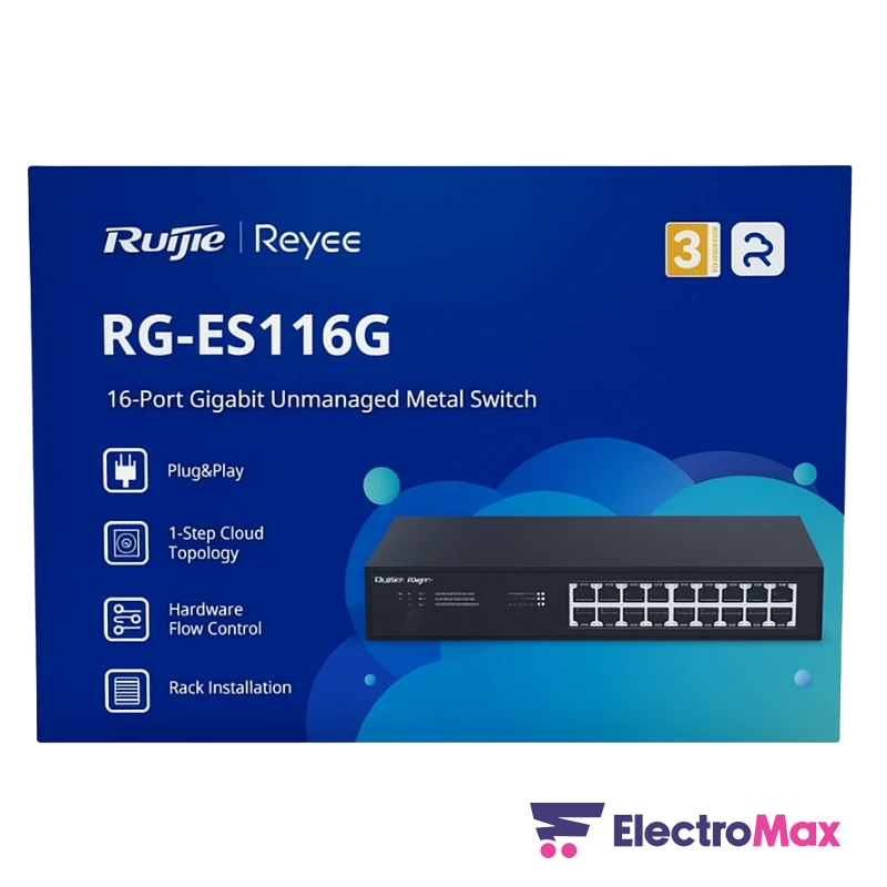 Ruijie RG-ES116G Switch Non-Administrable 16 Ports Electromax Maroc Ruijie RG-ES116G Switch Non-Administrable 16 Ports – Image 3
